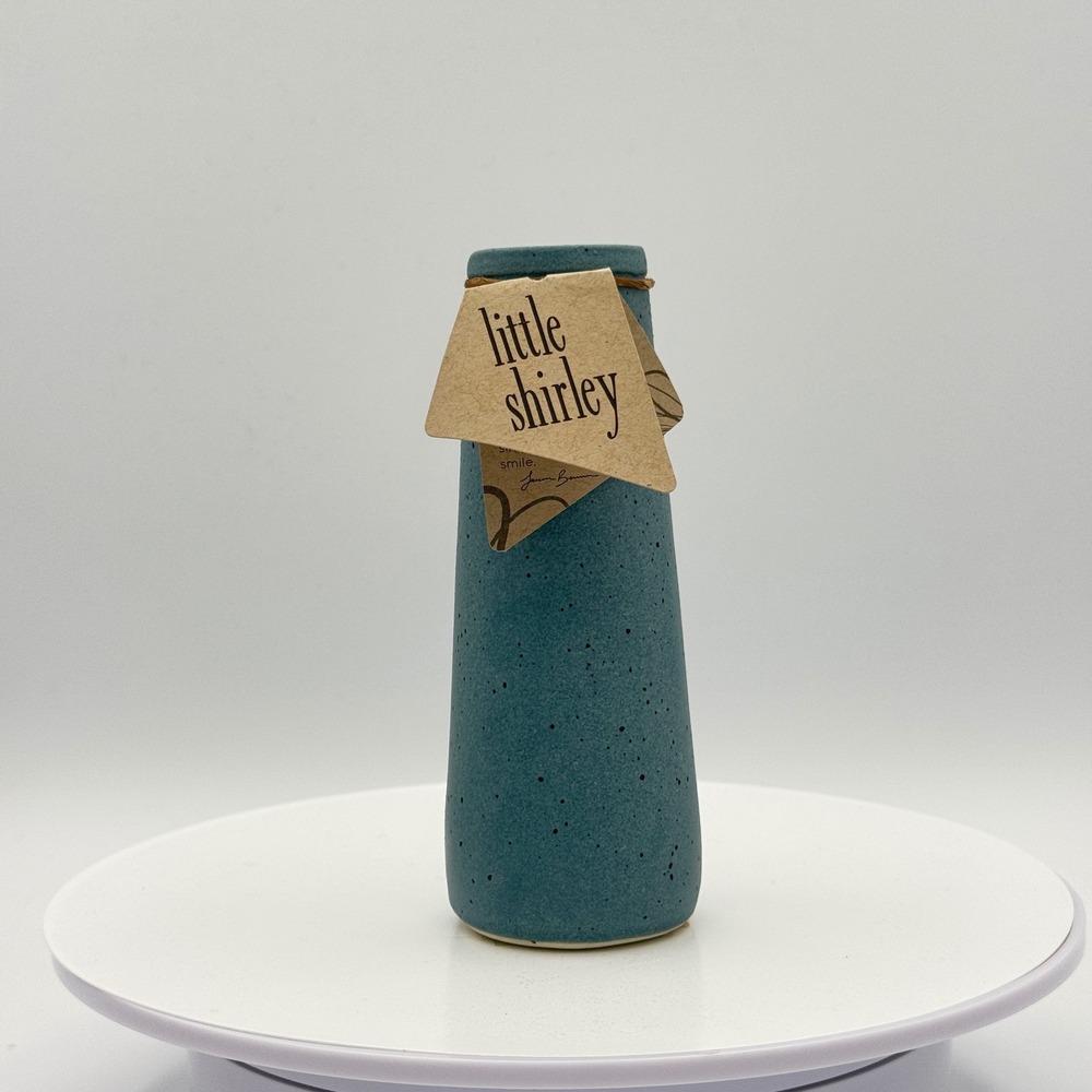 Material Good Little Shirley Tall Bud Vase Coastal Fog Blue Speckled Ceramic
